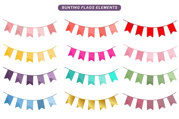 Bunting flags color collection element for birthday decoration