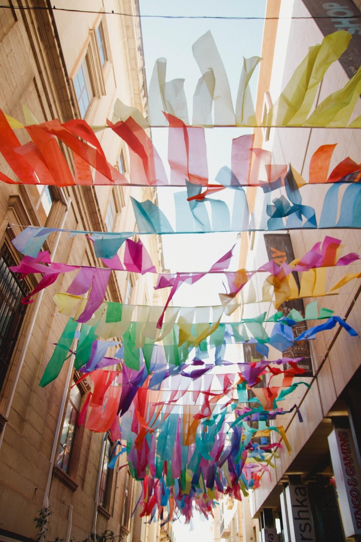 Foto buntings boven pad foto