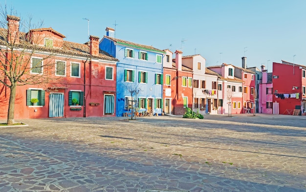 Burano pleintje op een heldere dag