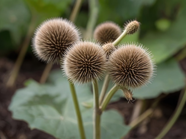 Burdock Arctium lappa in the garden