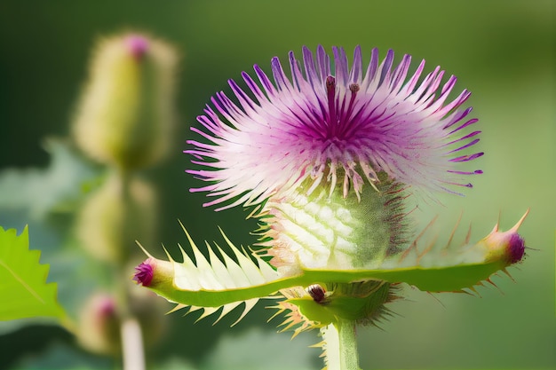 Burdock Flower Botanical Illustration Arctium Lappa Realistic Painting Burdock Drawing Imitation Abstract Generative AI Illustration