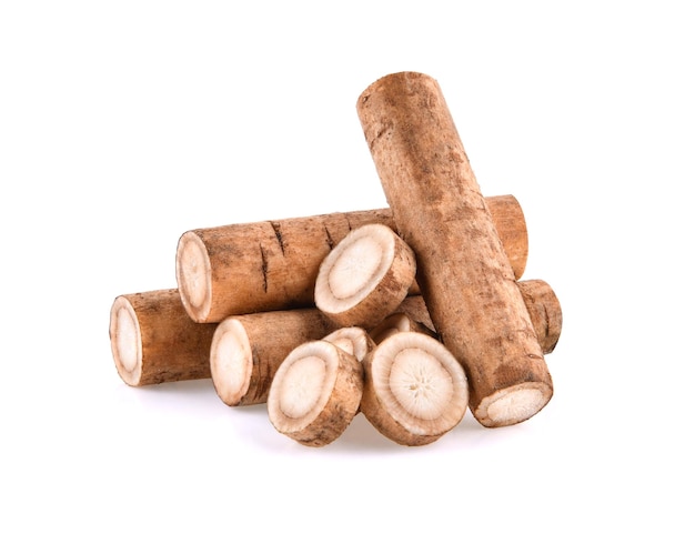 Burdock roots isolated white background