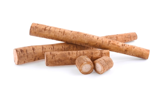 Burdock roots isolated on white