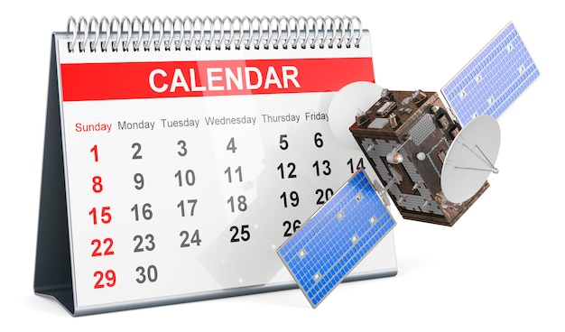 Bureaukalender met satelliet 3D-weergave