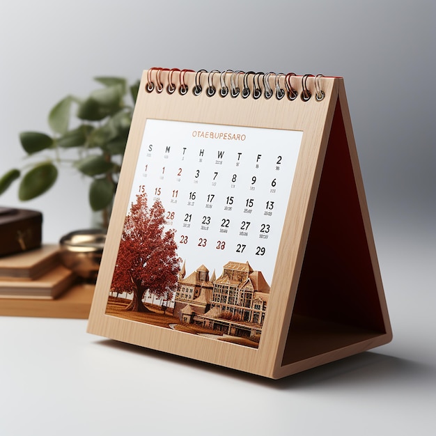 bureaukalender mockup effen achtergrond