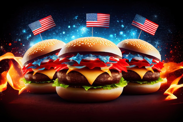 Burgar concept for the day of independence day celebration of fourth of july Generative Ai