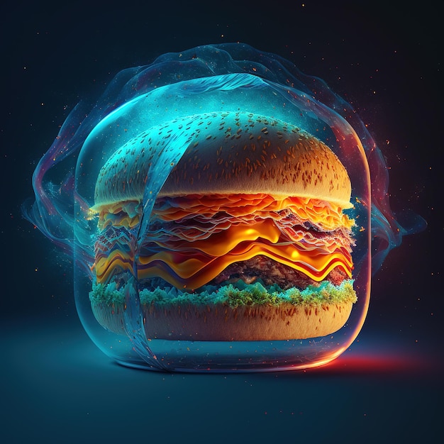 бургер 3d концептуальная иллюстрация