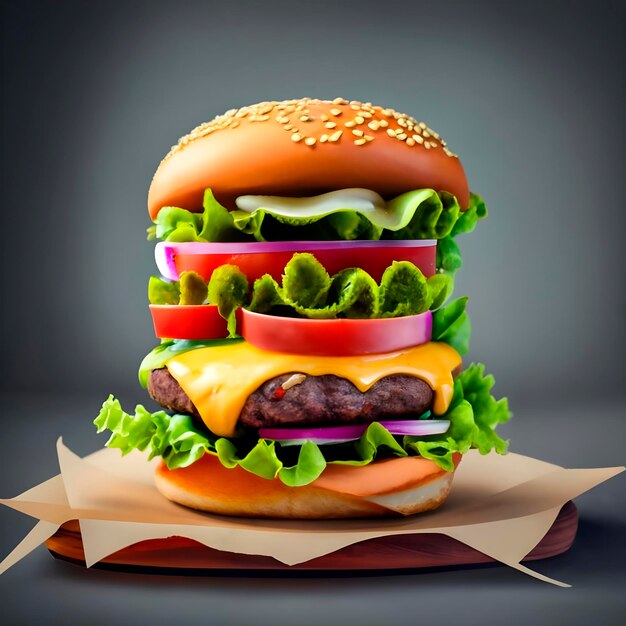 A burger on abstract background ai generated