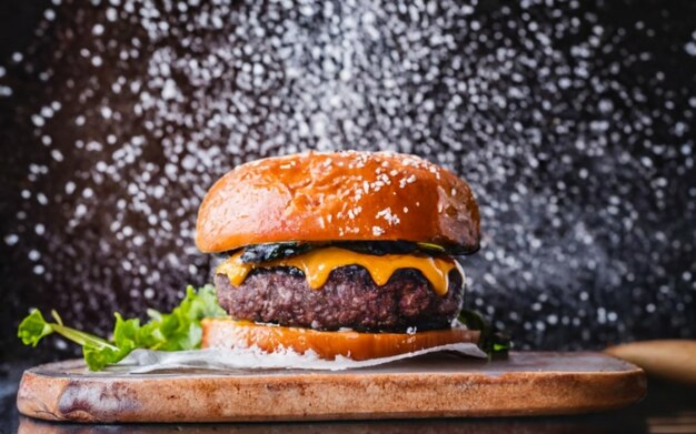 Photo burger being prepared on the barbecue