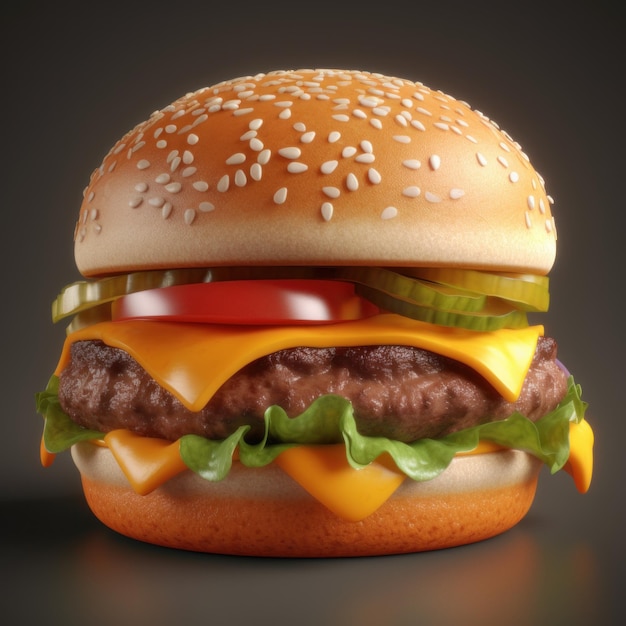 Burger Cartoon In High Detail 3d Render In 8k Resolution