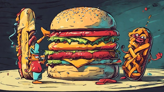Burger Cartoon Wallpaper And Background Very Cool