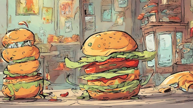 Burger cartoon wallpaper and background very cool
