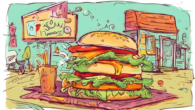 Burger Cartoon Wallpaper And Background Very Cool