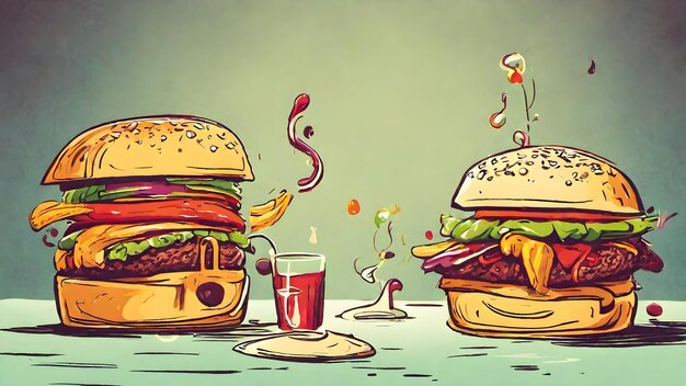 Foto cartoon burger wallpaper e sfondo molto cool