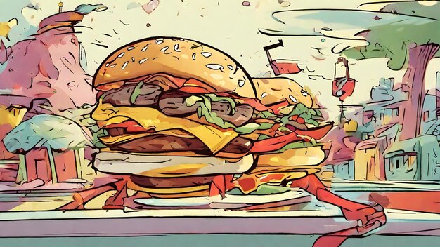 Burger Cartoon Wallpaper En Achtergrond Erg Cool