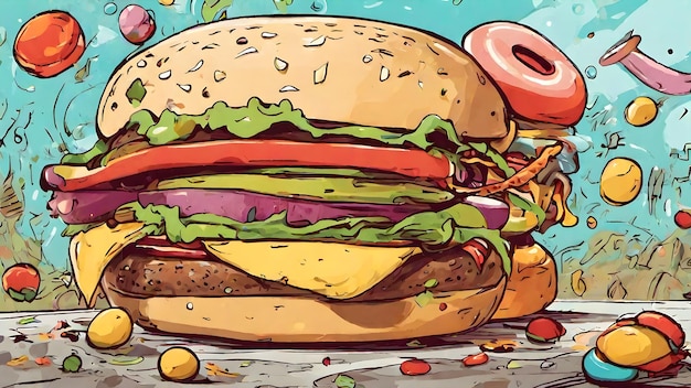 Burger Cartoon Wallpaper En Achtergrond Erg Cool