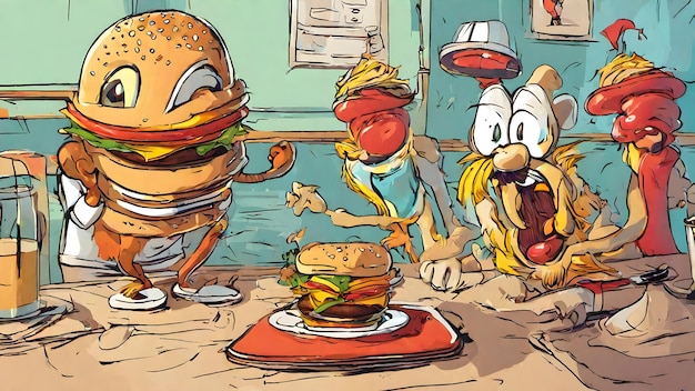 Burger Cartoon Wallpaper En Achtergrond Erg Cool