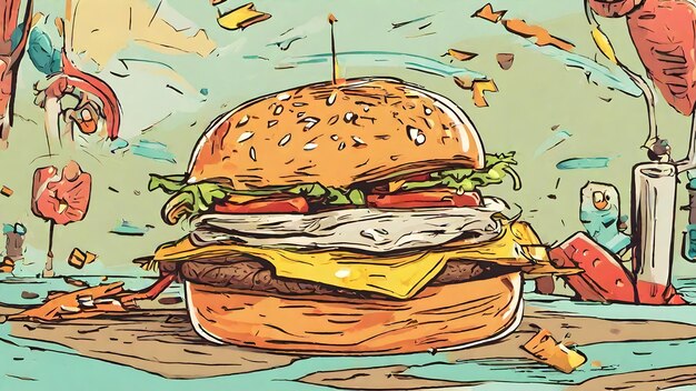 Burger Cartoon Wallpaper En Achtergrond Erg Cool