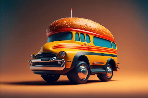 Burger delivery Fast hamburger car Cheeseburger as fast food car Mascot burger car design Logotype