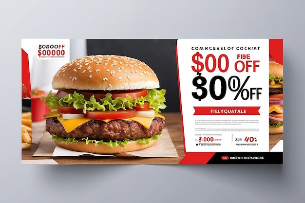 Foto modello di buono sconto per hamburger