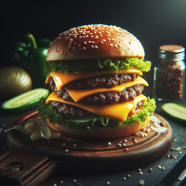 Burger double cheese and double patty background