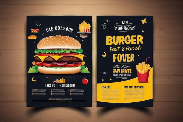 Foto burger fast food flyer poster pamflet brochure omslag ontwerp lay-out achtergrond