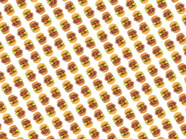 Burger fast food on plates on white background