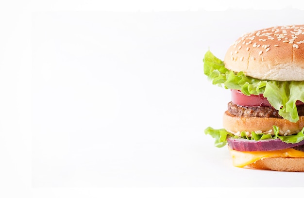 burger in flight on a white background