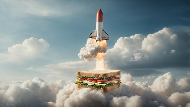 Photo burger flying in clouds