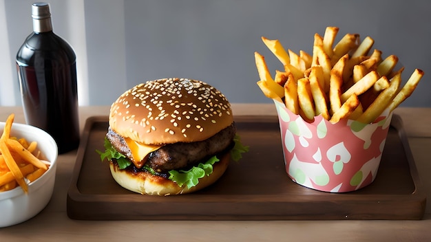 Photo burger and french fries