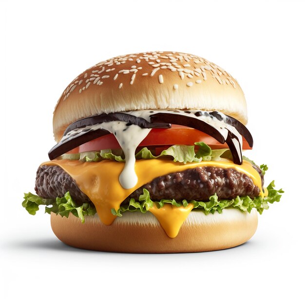 Burger geïsoleerde afbeelding op witte achtergrond hamburger fastfood illustratie