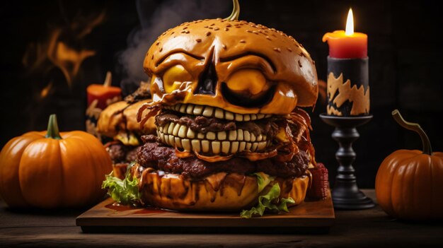 Photo burger halloween concept of a burger