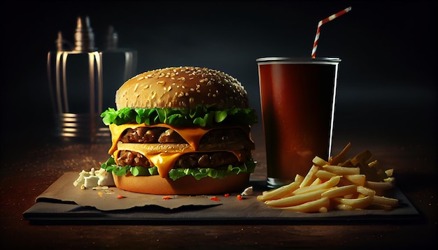 Foto burger hamburger cheeseburger gegenereerd in ai