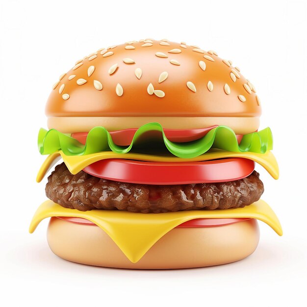 Photo burger icon 3d render white background generative ai