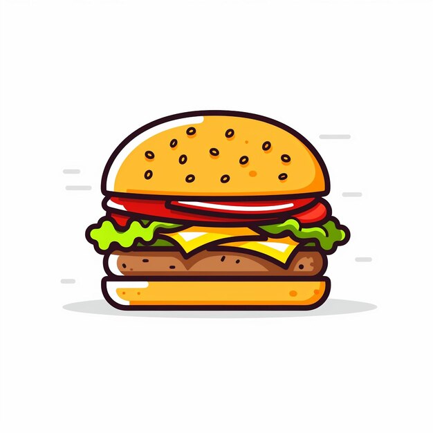 Photo burger icon fast food and restaurant menu art logo illustration