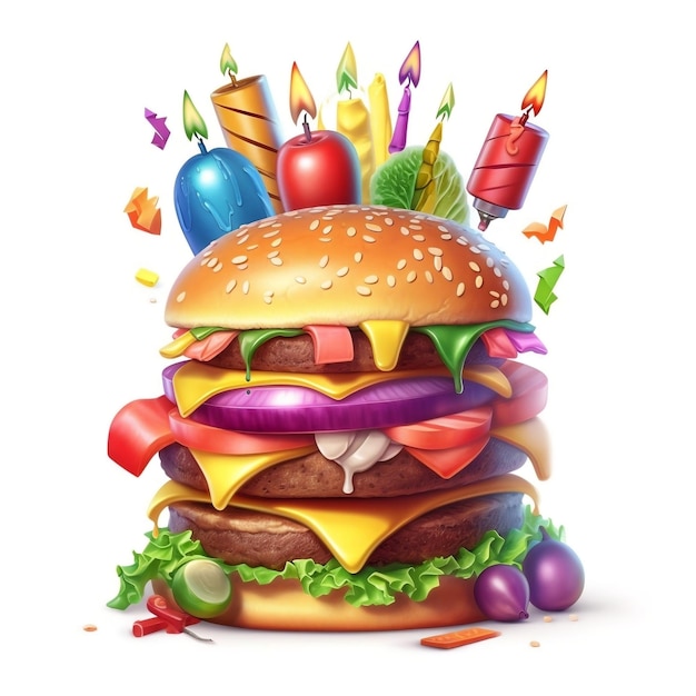 Burger illustration for Celebrating National Hamburger Day