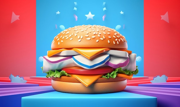 Burger illustration for Celebrating National Hamburger Day