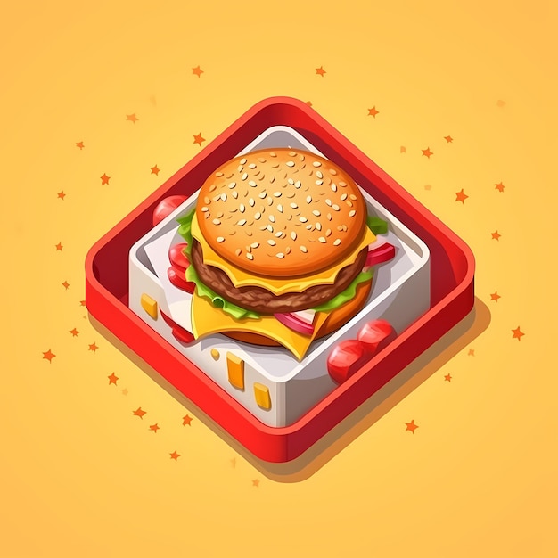 Burger illustration design delicious looking burger on pastel background fast food clean design