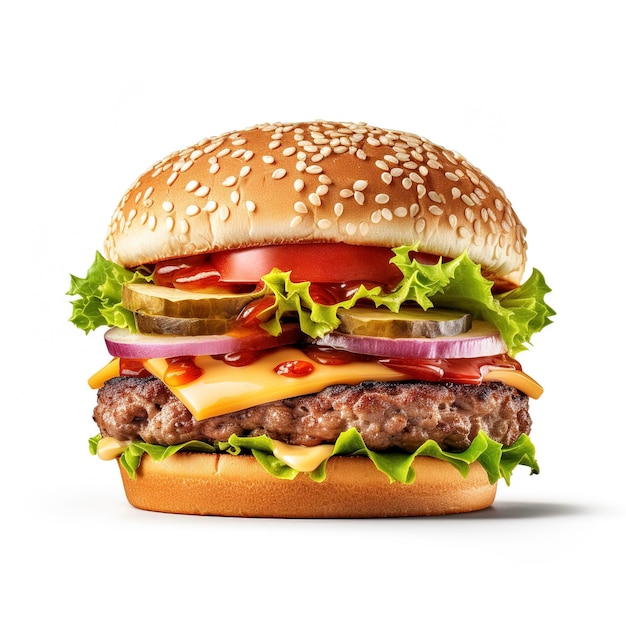 Burger isolated on plain white background