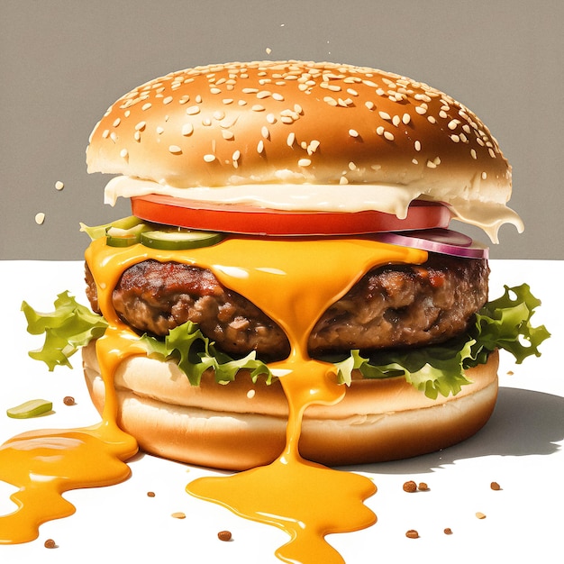 A burger isolated in a white background