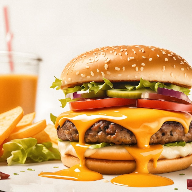 A burger isolated in a white background