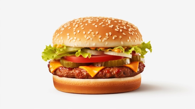 burger isolated on white backgroundGenerative AI