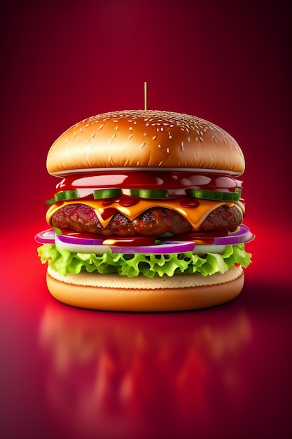 Burger king advertises a burger with a hamburger on it.