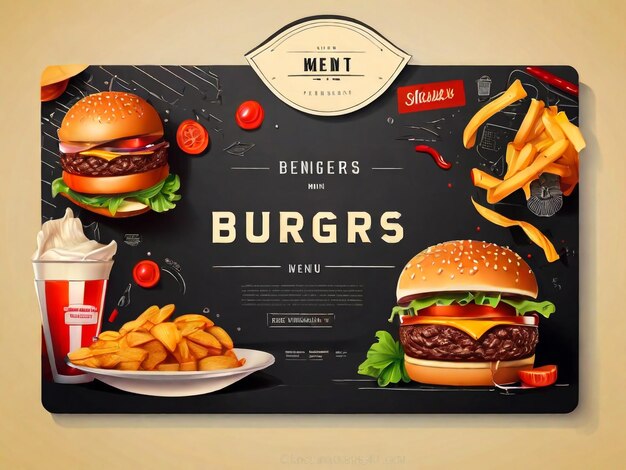 Photo burger menu template