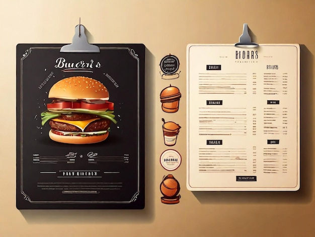 Photo burger menu template