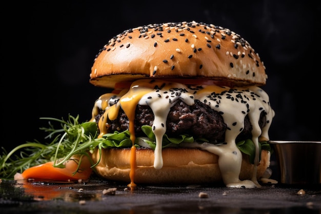 Burger met een truffel aioli saus