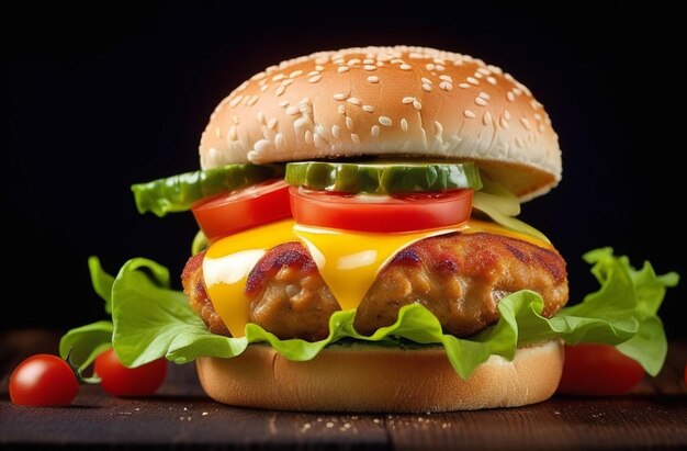 Foto burger met kippenvlees.