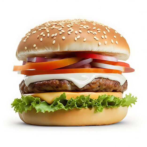 Foto burger met witte achtergrond aigenerated