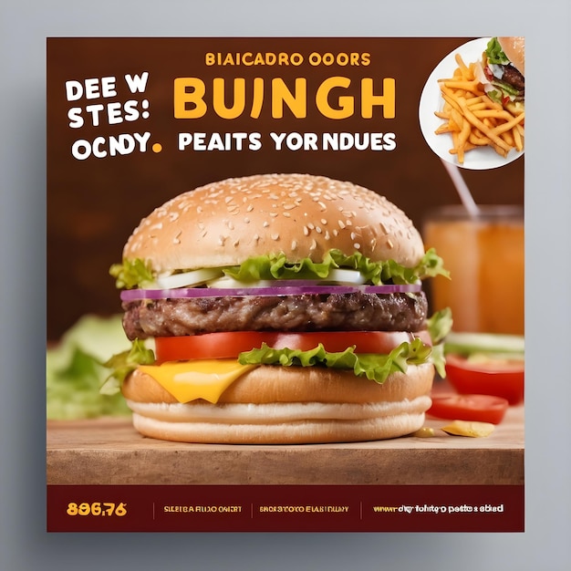 Photo burger poster design template