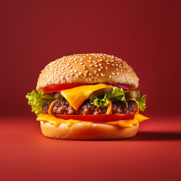 Burger on a red background